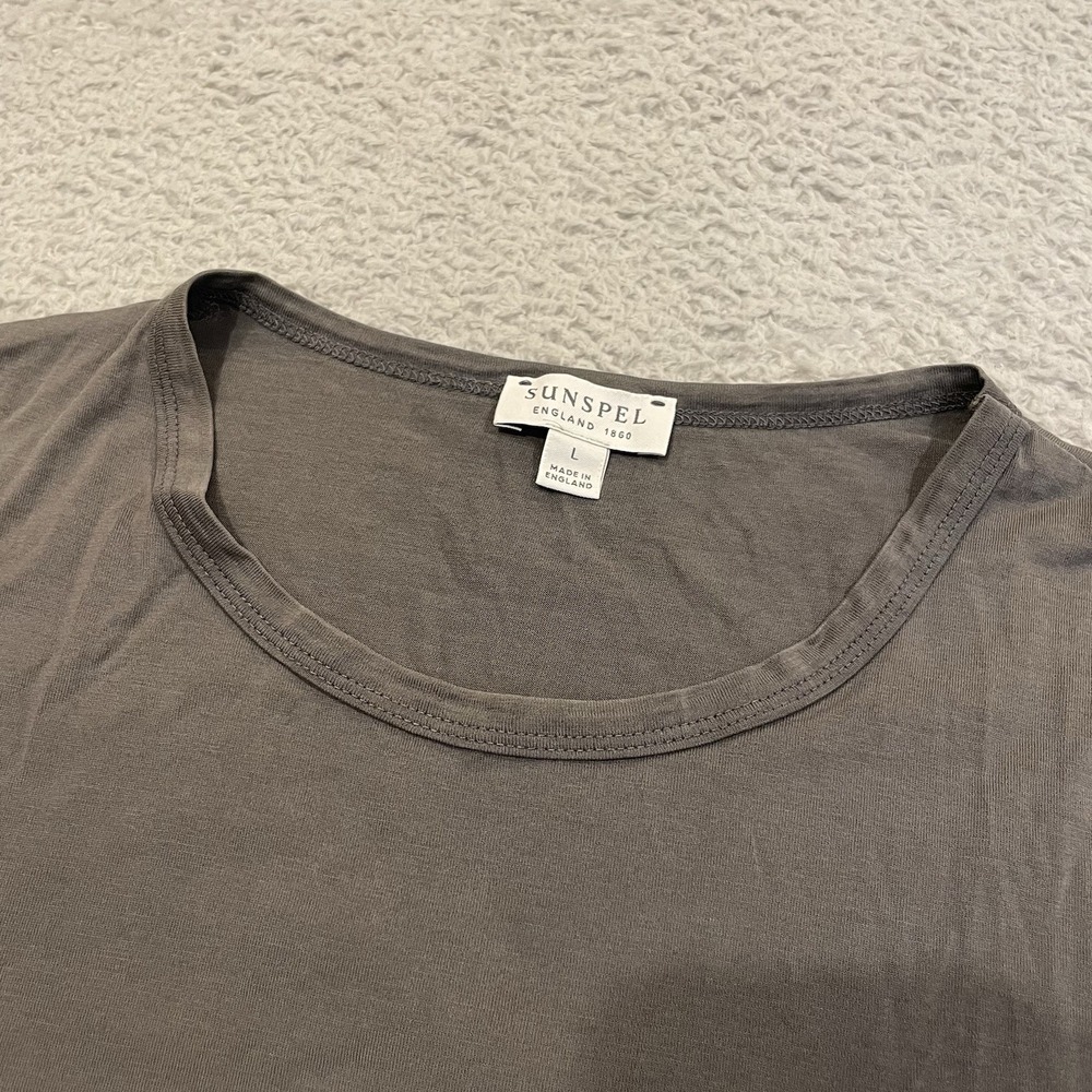 Sunspel Classic T-Shirt Mens Large Gray 100% Cotton Crew Neck England - Picture 3 of 9